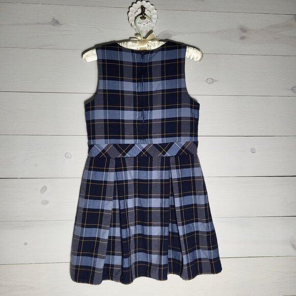 Land's End Girl's School Uniform Dress Blue Yellow Plaid Size 12. Preppy. - Picture 1 of 7